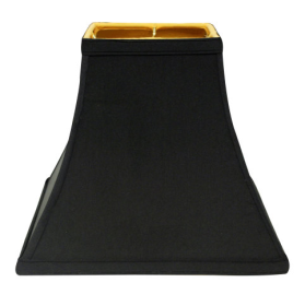 Slant Square Bell Hardback Lampshade With Washer Fitter, Black With Gold Lining
