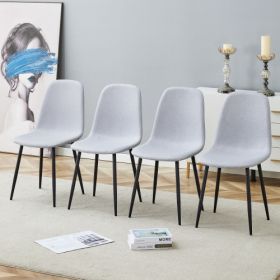 Comfortable Linen-Cotton Dining Chair Set - Four Pieces In Light Gray.Integrated Seat And Backrest,Linen-Cotton Material,Modern Home Matching.