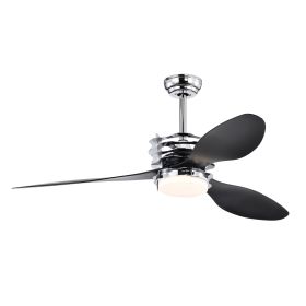 ABS Blades Ceiling Fan With Lights And Remote 6 Speeds Adjustable , DC Motor Modern Ceiling Fan With 3 ABS Fan Blades & 2 Down Rods, Indoor Ceiling Fa