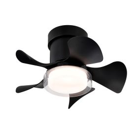 21'' Low Noise Matte Black Abs Blade Remote Ceiling Fan With Led Light For Kitchen Bedroom Dining Room Toilet Patio Matt Black
