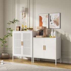 Metal Storage Cabinet With 2 Doors And 2 Adjustable Shelves, Steel Garage Storage Cabinet, Metal File Cabinet For Home Office School Gym, White