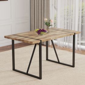 A Minimalist Retro Rectangular Dining Table With A Specially Textured Top And Black Metal Legs.Contemporary Minimalist MDF Wood Color Textured Tableto
