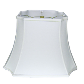 Inverted Cut Corner Rectangle Softback Lampshade With Washer Fitter, Snow Color Natural Fabric Lampshade For Table Lamps, 9  Top X 18  Bottom X 13 Hei