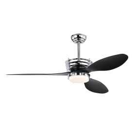 52'' ABS Blades Ceiling Fan With Lights And DC Remote, DC Motor Modern Ceiling Fan With 3 ABS Fan Blades & 2 Down Rods, Indoor Ceiling Fan With Light