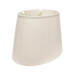 Slant Linen Oval Side Pleat Softback Lampshade With Washer Fitter, White