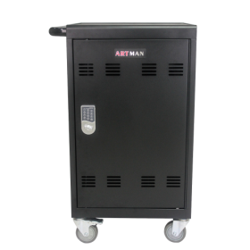 Mobile Charging Cart And Cabinet For Tablets Laptops 30-Device With Combination Lock--Black