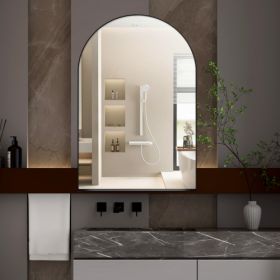 24x36 Inch Arched Recessed Medicine Cabinet, Metal Framed Bathroom Wall Cabinet With Mirror And Adjustable Shelves, Wall Mirror With Storage For Bathr