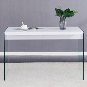 The Top Of The Coffee Table Is Made Of MDF And White Stickers, And The Sides Are Clear Tempered Glass. The Design Is Simple And Elegant, And The Struc