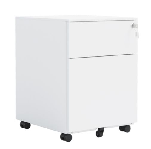 2 Drawer Mobile File Cabinet With Lock Steel File Cabinet For Legal LetterA4F4 Size, Fully Assembled Except For Whee  Office Design, White