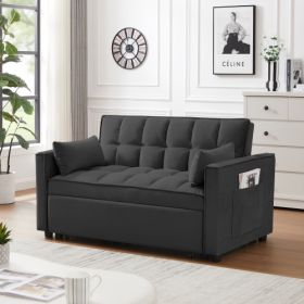 Modern Velvet Loveseat Futon Sofa Couch W Pullout Bed,Small Love Seat Lounge Sofa W Reclining Backrest,Toss Pillows, Pockets,Furniture For Living Room