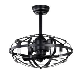 Hot Sell Industrial Ceiling Fan Light Kit For Living Room Bedroom Kitchen And Bladeless Caged Ceiling Fan With Lights