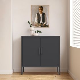 Metal Storage Cabinet With Doors And Adjustable Shelves, Steel Garage Storage Cabinet, Metal File Cabinet For Home Office School Gym, Black