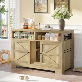 GO Cat Litter Box Enclosure For 2 Cats, Double Hidden Litter Box Furniture Cat Washroom, Farmhouse Indoor Cat House End Table, Brown