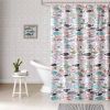 72-in. 100-Percent Cotton Shower Curtain with Teal Black Coral White Fish Print