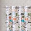 72-in. 100-Percent Cotton Shower Curtain with Teal Black Coral White Fish Print