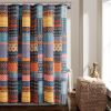 72-inch Navy Blue Orange Yellow Teal Boho Patchwork Polyester Shower Curtain