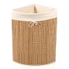 Corner PE Wicker Rattan Laundry Hamper Dirty Clothes Basket with Liner