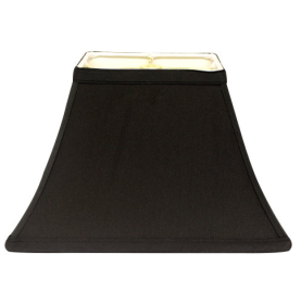 Rectangle Bell Hardback Lampshade With Washer Fitter, Black Natural Fabric Lampshade With White Lining For Table Lamps, 5x8 Top X 10x16 Bottom X 11 He