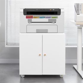 Metal Printer Stand With Storage Mobile Printer Desk Suitable For Small Spaces, Adjustable Shelf With Door, File Cabinet With Wheels, Prohibited Platf