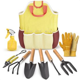 9 Pcs Garden Tool Set for Women Ergonomic Lightweight Gardening Hand Tools with Convenient Little Bag Sturdy Metal Garden Tools Set Easy Handling for