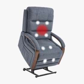 Power Lift Recliner Chair for Elderly, Recliner chair with Massage & Heat, Electric Leather Lift Recliner Chair for Living Room with Side Pocket, Blue