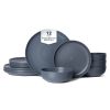 12-Piece Stoneware Dinner Plates Bowls Sets | Microwave & Dishwasher Safe | FDA Certified Non-Toxic Dinner Plates Bowls Set | Stackable Matte Glaze Ki