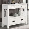 36'' Farmhouse Pine Wood Console Table Entry Sofa Table with 4 Drawers & 1 Storage Shelf for Entryway Living Room Bedroom Hallway Kitchen (Antique Whi