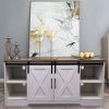 TV Stand Sliding Barn Door Modern&Farmhouse Wood Entertainment Center; Adjustable Shelves for TVs Up to 65"; Storage Cabinet Table Living Room ; Distr