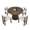 (1 Table with 4 Chairs)Wooden Dining Table Set, Modern Round MDF Kitchen Table and Boucle Upholstered Dining Chairs for Dining Room, Kitchen