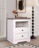 Farmhouse Nightstand , End Table, Side Table with 2 Drawers Storage Cabinet for Bedroom, Living Room, Farmhouse Design, Wood Rustic, Antique White