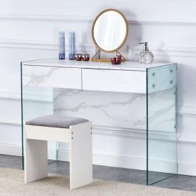 White Environmental Protection MDF Minimalist Dresser, Desk, Desktop Computer Desk, With Double Drawer Storage Space, Simple Home, Perfect For Various