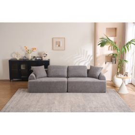 LY-024GY COMPRESSION SOFA  4-seater Combined Sofa, Crochet Yarn Fabric, Full Sponge Compression Sofa,combined Sofa With 4 Pillows For Home Living  Hom