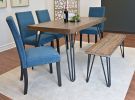 Amisos 6-Piece Dining Set, Hairpin Dining Table with 4 Chairs and a Wood Bench, 3 Color Options
