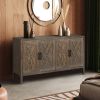 60 inches Modern Farmhouse Accent Cabinet with 4 Doors and Adjustable Shelf Wood Sideboard Buffet Cabinet Console Table Credenza Buffet Table for Kitc