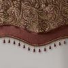 Jacquard Window Rod Pocket Valance With Beads Burgundy 50x18"