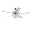 Norin Chrome 52-Inch 5-Blade Lighted Ceiling Fan with Crystal Bowl Shade (Includes Remote)