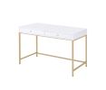 Ottey White High Gloss & Gold Finish Vanity Desk