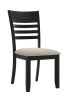 Contemporary 5pc Dining Set Rectangular Table Two- Tone Finish Wood Base Ladder Back Upholstery Chairs Black Gray Finish Wooden Dining Room Furniture