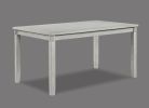 Rustic Farmhouse Transitional 5-Piece Dinette Dining Set Rectangular Table Linen Look Fabric Upholstered Chair Seat Wooden Dining Room Furniture White