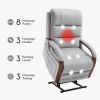Power Lift Recliner Chair for Elderly, Recliner chair with Massage & Heat, Electric Leather Lift Recliner Chair for Living Room with Side Pocket, Gray