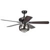 Nettle 3-light Shaded Glass and Crystal 5-blade 52-inch Pear Black Ceiling Fan with Remote