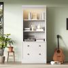 83.4"Tall Bookshelf with LED Lighting, Modern Bookcase with 2 Drawer and 3 Open Shelves,Storage Bookshelf for Living Room,Home Office,White