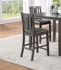 Grey Finish Dinette 5pc Set Kitchen Breakfast Counter height Dining Table w wooden Top Upholstered Cushion 4x High Chairs Dining room Furniture