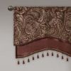 Jacquard Window Rod Pocket Valance With Beads Burgundy 50x18"