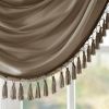 Faux Silk Waterfall Embellished Valance Bronze 38x46"