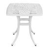 Outdoorr Cast Aluminum Square Table, End Table Side Table for Paio Backyard Pool, Cast Aluminum Cocktail Table, Outdoor Bar Table, White