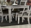 Silver Finish 7pc Dining Set Table w Leaf 2x Armchairs 4x Side Chairs Modern Glam Style Crystal-Tufted Chairs Upholstered Seat Wooden Dining Room Furn