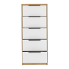 DEPOT E-SHOP Egeo 5 Drawer Dresser, Vertical Dresser, White / Light Oak