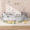 Full Size Floor Bed, Montessori Floor Bed with Fence, Kids Montessori Bed Full Size, Wood Montessori Floor Bed for Kids, Girls, Boys (GRAY)