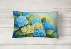 Flowers in Watercolor Throw Pillow Throw Pillow for Indoor Couch Bed Outdoor Patio Washable, Hydrangeas 1578,12Hx16W